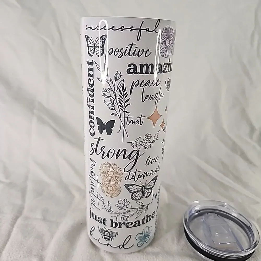 Tumbler Travel Positive Affirmations  Manifestation Cup, Straw, and Lid AGH Co.